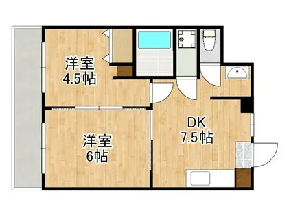 中村ビル(2DK/2階)の間取り写真