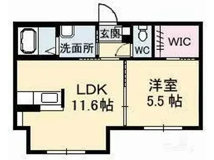 シャーメゾンヤナイ C(1LDK/1階)の間取り写真