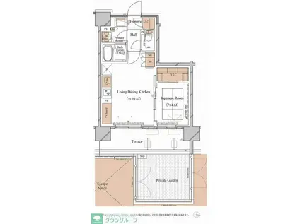 ブランシエスタ木場(1LDK/1階)の間取り写真