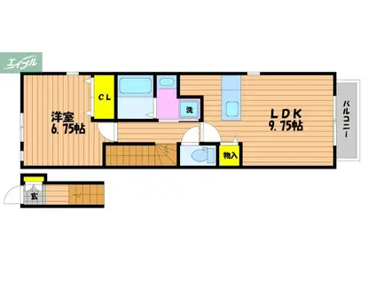 キャトルセゾン(1LDK/2階)の間取り写真