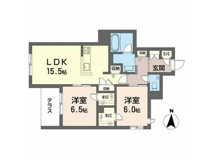 SHAMAISON KIRSCHE(2LDK/1階)の間取り写真