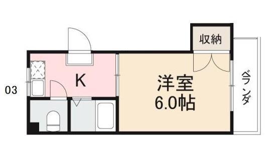 コート松島I(1K/4階)の間取り写真