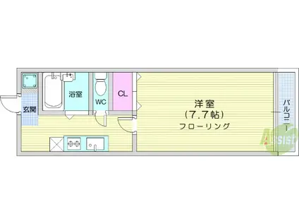 ボン・サンテ・APT(1K/2階)の間取り写真