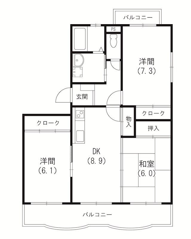 エクレールA(3LDK/3階)の間取り写真