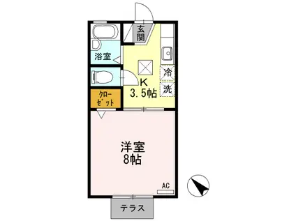 シャルマン・S(1K/1階)の間取り写真