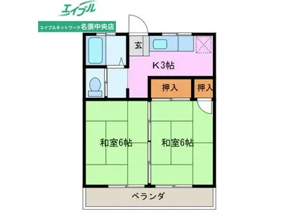 第二山和荘(2K/2階)の間取り写真