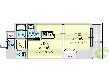 ザカーム(1DK/1階)の間取り写真
