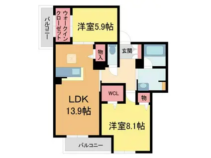 シャーメゾングランデール御影(2LDK/3階)の間取り写真