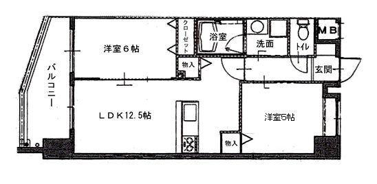 フェリーチェ中井けやき通(2LDK/2階)の間取り写真
