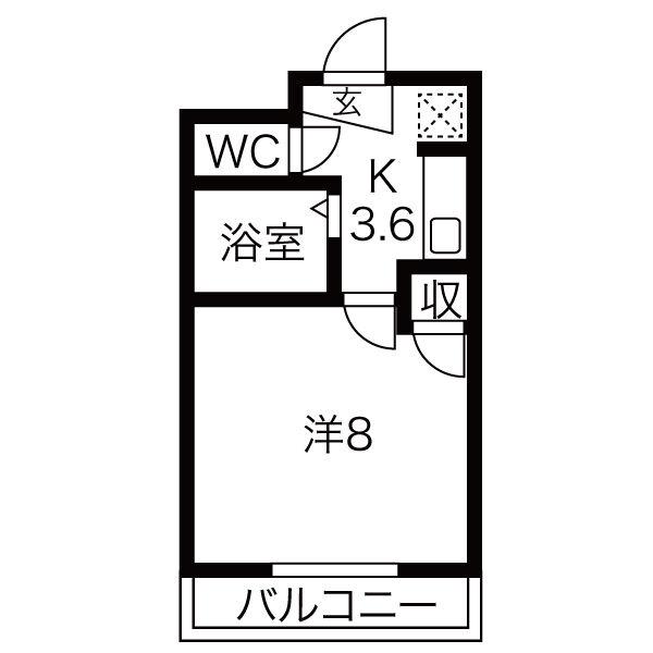 ヴィバリーヒルズ(1K/1階)の間取り写真