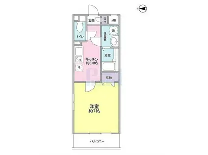 ル ヴァンヴェール 目白(1K/2階)の間取り写真