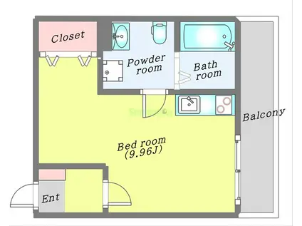 メリディアンなないろの里 伍番館(ワンルーム/2階)の間取り写真