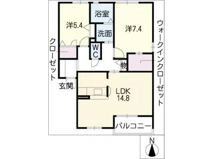 シャトレー・アン(2LDK/1階)の間取り写真