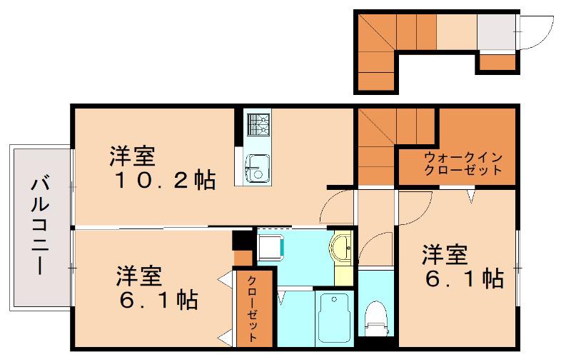 パークサイドタウンA棟(2LDK/2階)の間取り写真