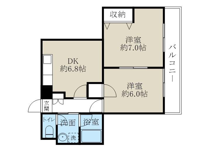 ホーリィCITY(2DK/1階)の間取り写真