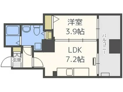 ビッグタワー大通公園(1DK/8階)の間取り写真