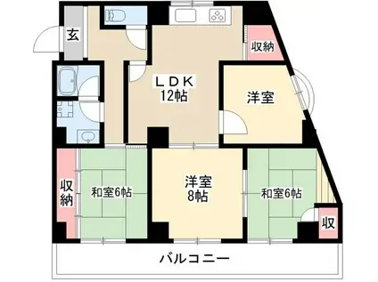 ドミール汐路(4DK/2階)の間取り写真