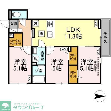 セレスティア西新井II(3LDK/1階)の間取り写真