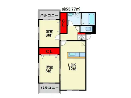 プレステージ加奈陀(2LDK/3階)の間取り写真
