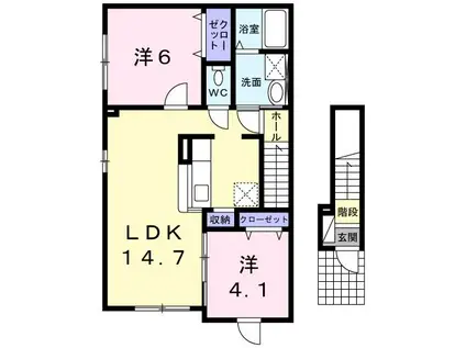 クラールシェーネ(2LDK/2階)の間取り写真