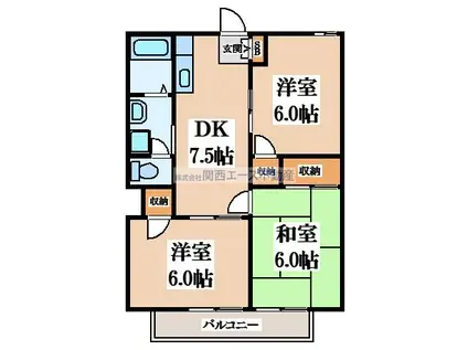 ヴェルディーハイツ(3DK/1階)の間取り写真