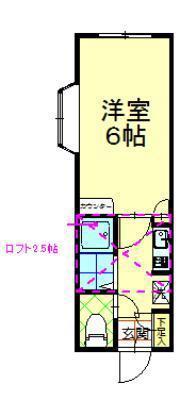 ヴィラージュU山王(1K/1階)の間取り写真