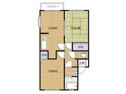 シルクガーデン A棟(2LDK/1階)の間取り写真