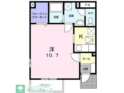 セリシール(1K/1階)の間取り写真