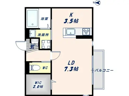 ルーエ I(ワンルーム/1階)の間取り写真