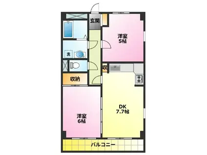 グリーンマンション子母口(2DK/3階)の間取り写真