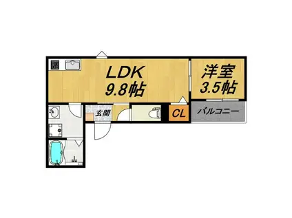 LECOCON稲沢IV(1LDK/1階)の間取り写真