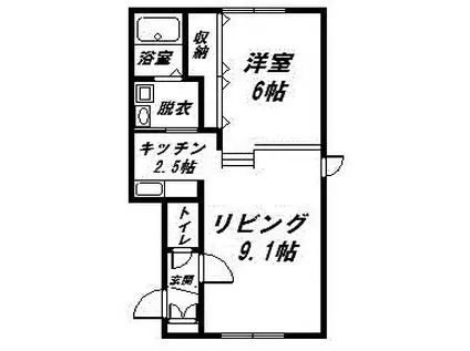ＪＲ石北本線 南永山駅 徒歩17分 2階建 築20年(1LDK/1階)の間取り写真