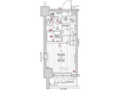 ガーラ・シティ横浜反町(1K/2階)の間取り写真
