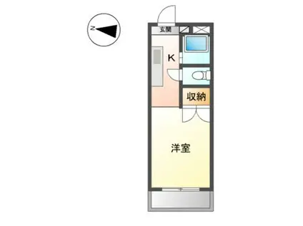 フラットサンパール(1K/4階)の間取り写真