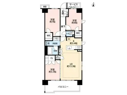 プレミスト浦和常盤SUITE(3LDK/6階)の間取り写真