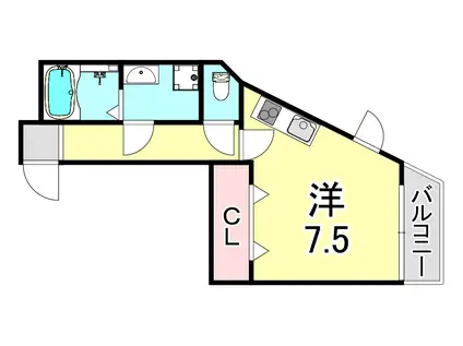 ダイワール甲東園(ワンルーム/4階)の間取り写真