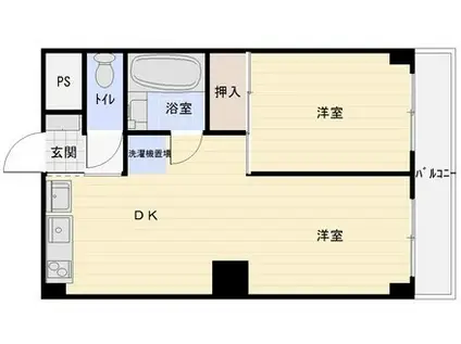 ハトヤ第10ビル(1LDK/4階)の間取り写真