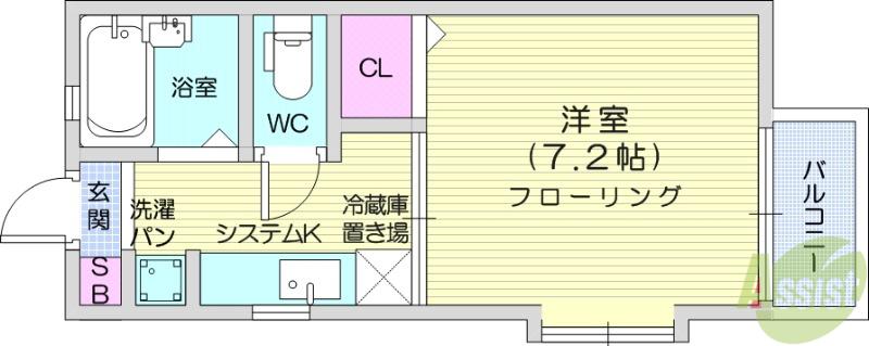 ドミールHAMADA(1K/2階)の間取り写真