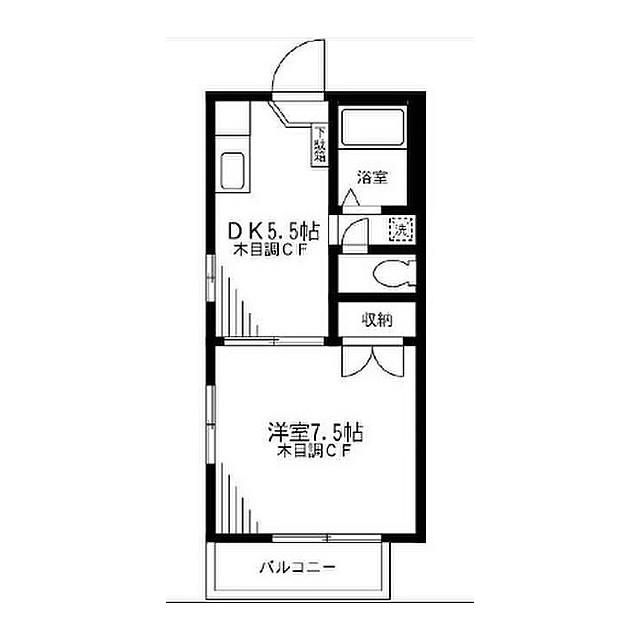 シオン藤沢A(1K/2階)の間取り写真