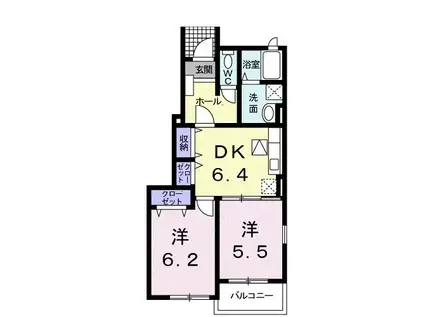 アルモニーB(2DK/1階)の間取り写真