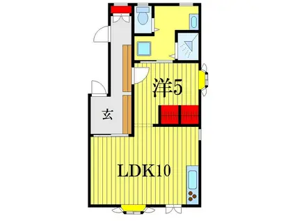 東千葉ハイリビング壱番館(1LDK/2階)の間取り写真
