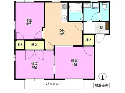 フレグランス広丘F(3DK/2階)の間取り写真