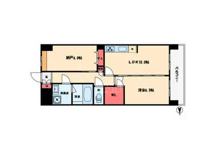 スプランディッド難波ウエストII(1SLDK/10階)の間取り写真