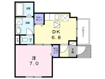 SAKAE(1DK/1階)の間取り写真