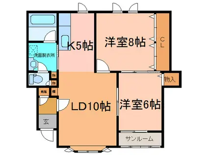 ルミエール18(2LDK/1階)の間取り写真