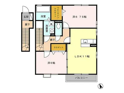 プレフェリートC(2LDK/2階)の間取り写真