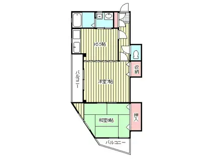 レジデンス篠田(2DK/2階)の間取り写真