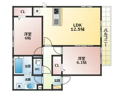 レジデンシア藤沢台(2LDK/1階)の間取り写真