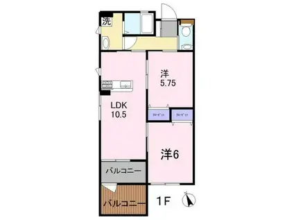 CARRERA(2LDK/1階)の間取り写真