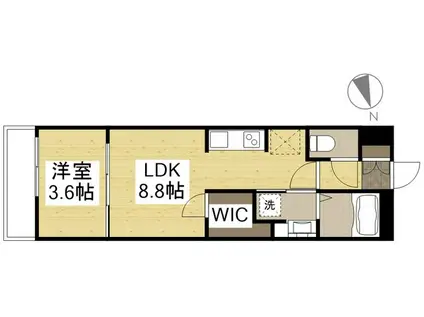 月光 旭川リバーサイドウエスト(1LDK/3階)の間取り写真